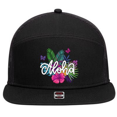 Aloha Hawaii Tropical Beach 7 Panel Mesh Trucker Snapback Hat