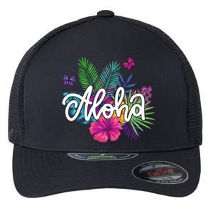 Aloha Hawaii Tropical Beach Flexfit Unipanel Trucker Cap