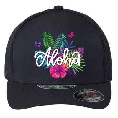 Aloha Hawaii Tropical Beach Flexfit Unipanel Trucker Cap