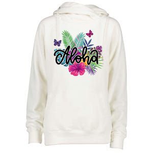 Aloha Hawaii Tropical Beach Womens Funnel Neck Pullover Hood