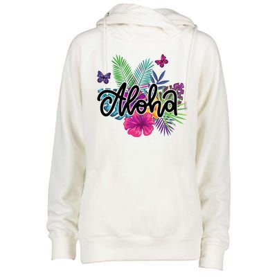 Aloha Hawaii Tropical Beach Womens Funnel Neck Pullover Hood