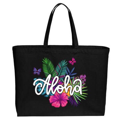 Aloha Hawaii Tropical Beach Cotton Canvas Jumbo Tote