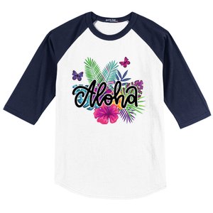 Aloha Hawaii Tropical Beach Baseball Sleeve Shirt