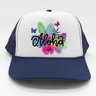 Aloha Hawaii Tropical Beach Trucker Hat