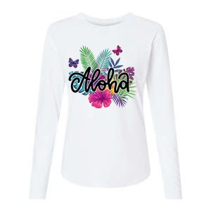 Aloha Hawaii Tropical Beach Womens Cotton Relaxed Long Sleeve T-Shirt