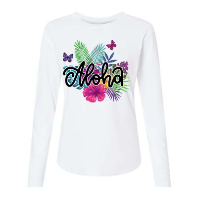 Aloha Hawaii Tropical Beach Womens Cotton Relaxed Long Sleeve T-Shirt