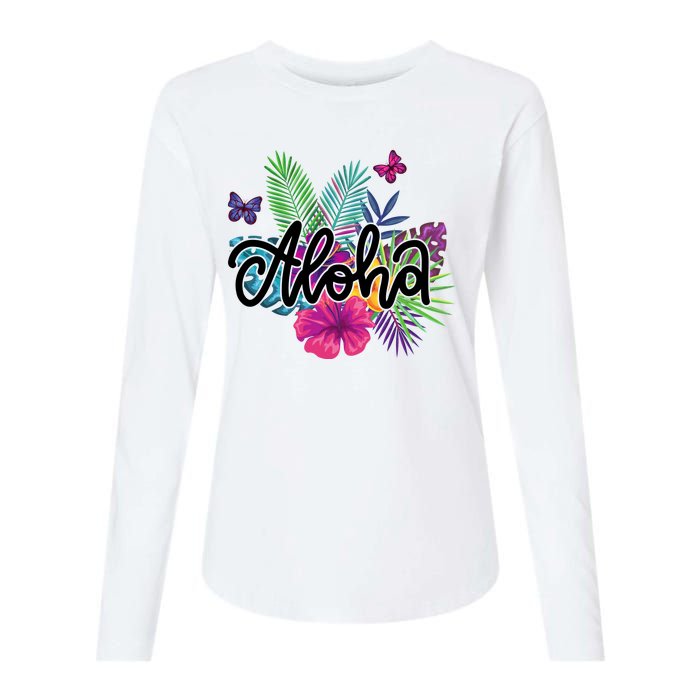 Aloha Hawaii Tropical Beach Womens Cotton Relaxed Long Sleeve T-Shirt