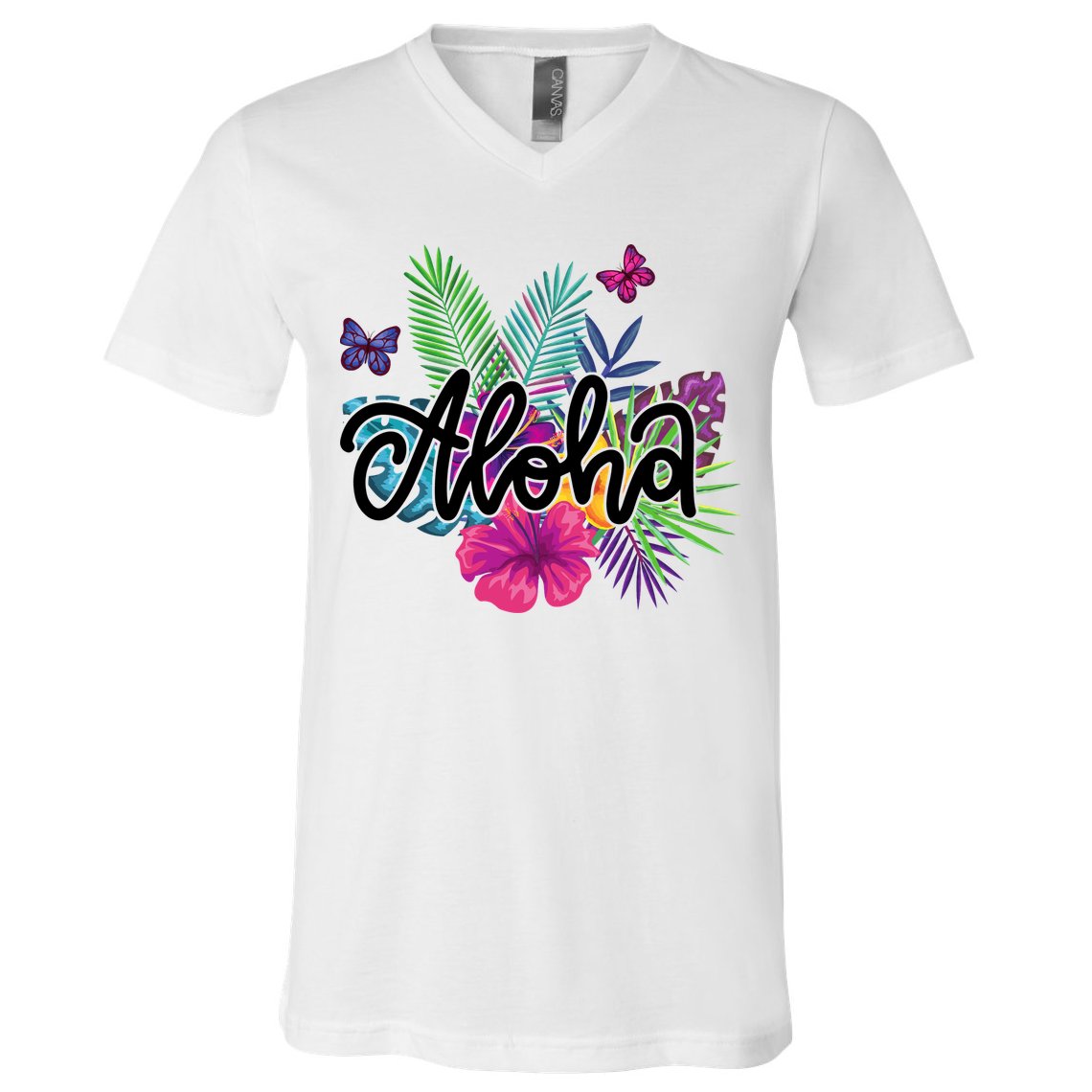 Aloha Hawaii Tropical Beach V-Neck T-Shirt