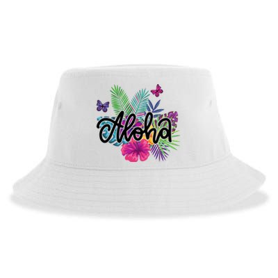 Aloha Hawaii Tropical Beach Sustainable Bucket Hat