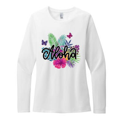 Aloha Hawaii Tropical Beach Womens CVC Long Sleeve Shirt