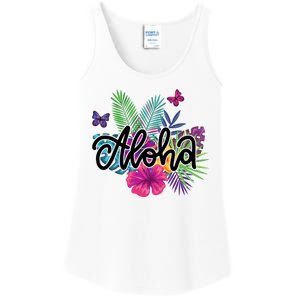 Aloha Hawaii Tropical Beach Ladies Essential Tank