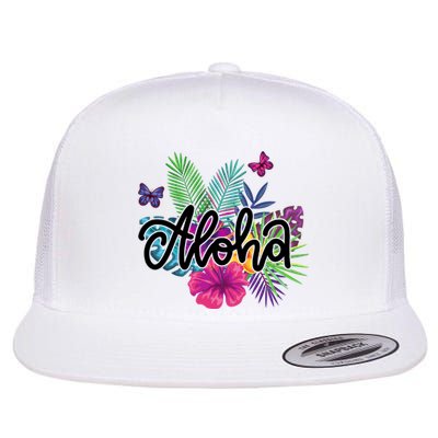 Aloha Hawaii Tropical Beach Flat Bill Trucker Hat