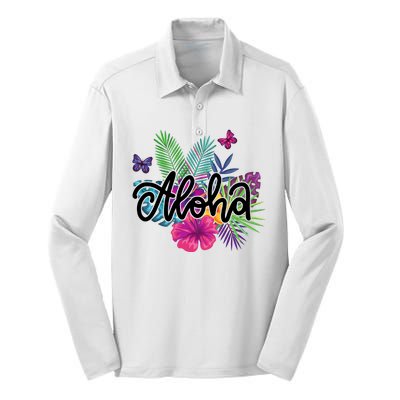 Aloha Hawaii Tropical Beach Silk Touch Performance Long Sleeve Polo