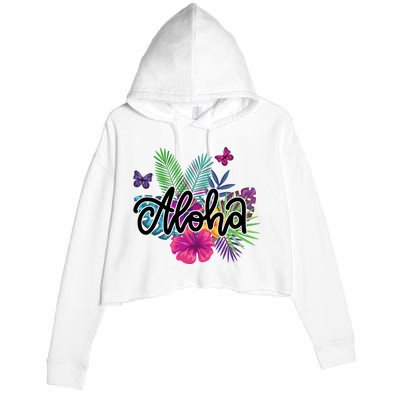 Aloha Hawaii Tropical Beach Crop Fleece Hoodie