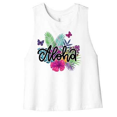 Aloha Hawaii Tropical Beach Women's Racerback Cropped Tank