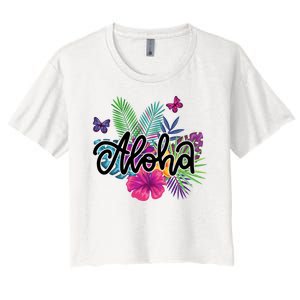 Aloha Hawaii Tropical Beach Women's Crop Top Tee