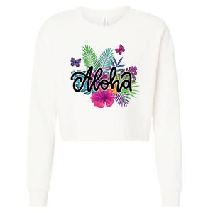 Aloha Hawaii Tropical Beach Cropped Pullover Crew