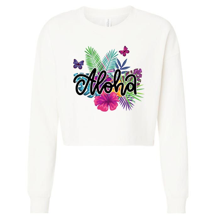 Aloha Hawaii Tropical Beach Cropped Pullover Crew