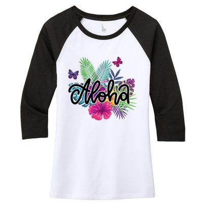 Aloha Hawaii Tropical Beach Women's Tri-Blend 3/4-Sleeve Raglan Shirt