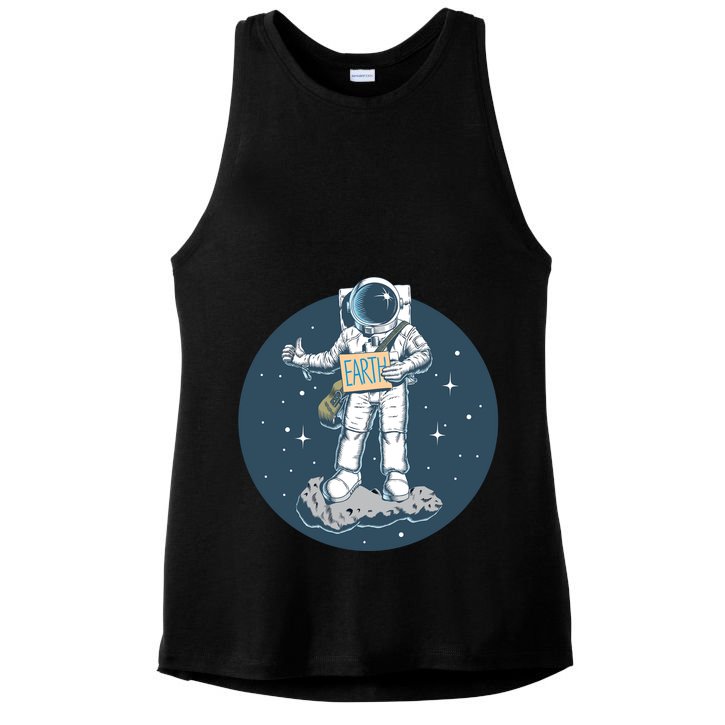 Astronaut Hitchhiking To Earth Ladies PosiCharge Tri-Blend Wicking Tank