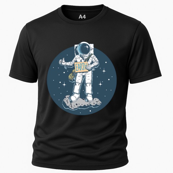 Astronaut Hitchhiking To Earth Cooling Performance Crew T-Shirt
