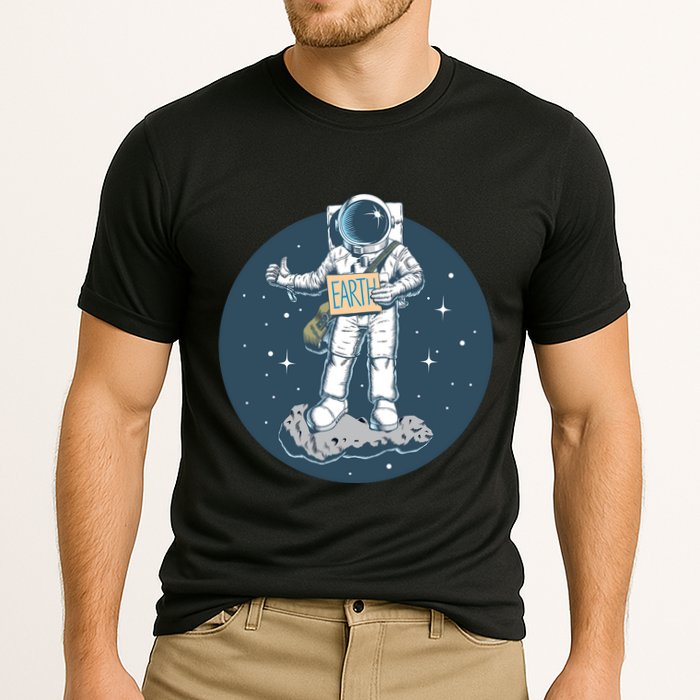 Astronaut Hitchhiking To Earth Cooling Performance Crew T-Shirt