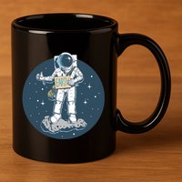 Astronaut Hitchhiking To Earth 11oz C Handle Ceramic Mug