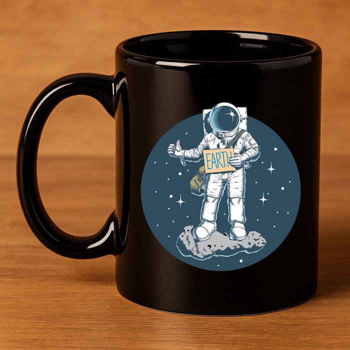 Astronaut Hitchhiking To Earth 11oz C Handle Ceramic Mug