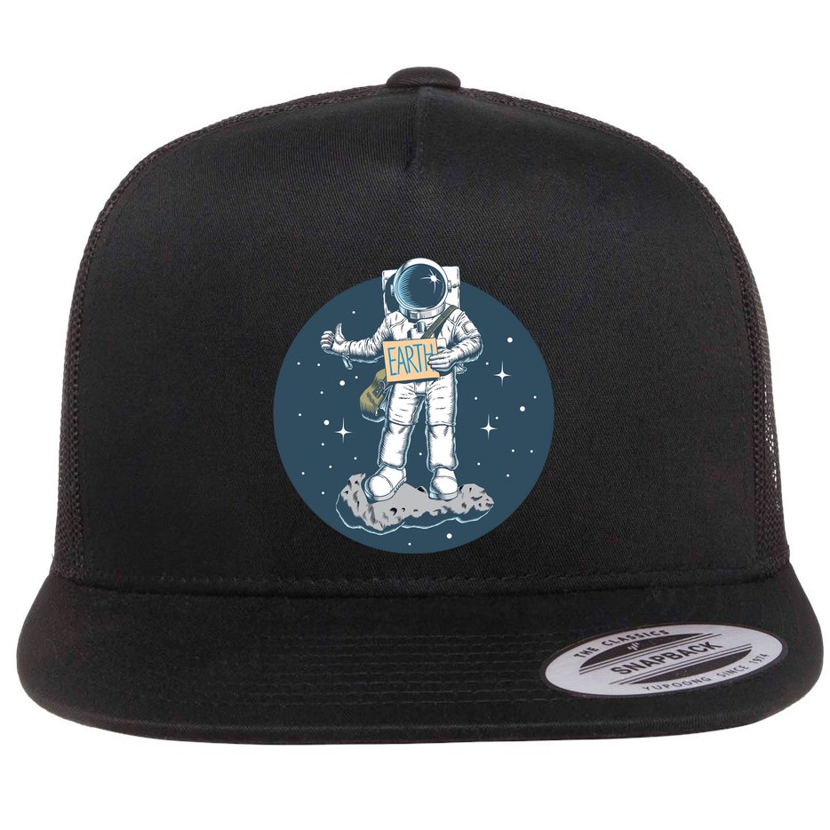 Astronaut Hitchhiking To Earth Flat Bill Trucker Hat