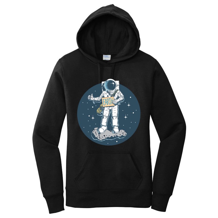 Astronaut Hitchhiking To Earth Women's Pullover Hoodie