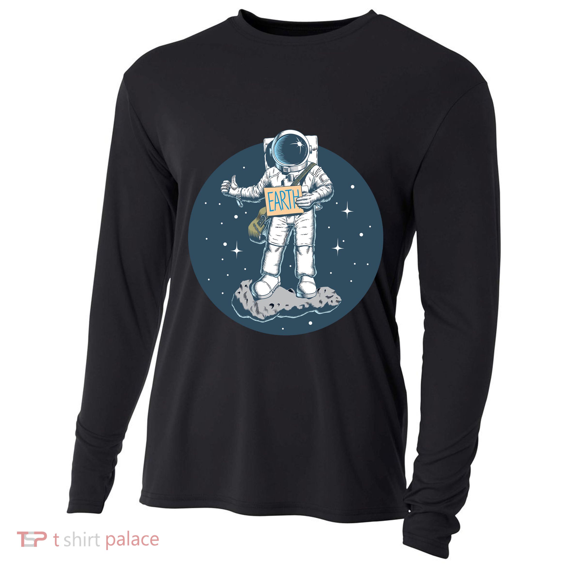Astronaut Hitchhiking To Earth Cooling Performance Long Sleeve Crew