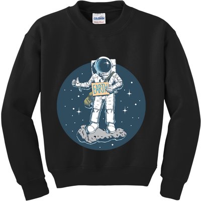 Astronaut Hitchhiking To Earth Kids Sweatshirt