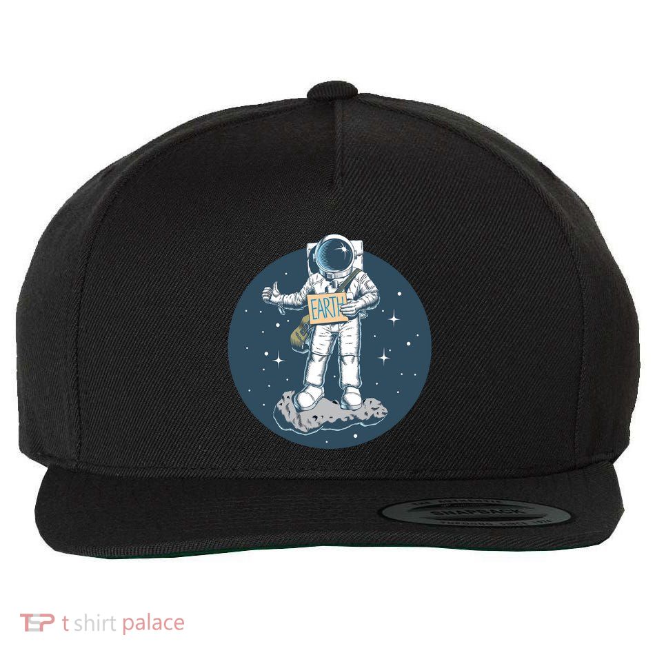 Astronaut Hitchhiking To Earth Wool Snapback Cap