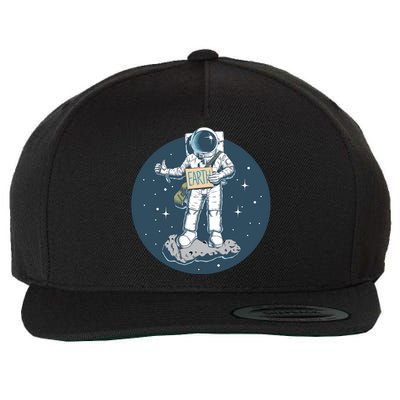 Astronaut Hitchhiking To Earth Wool Snapback Cap