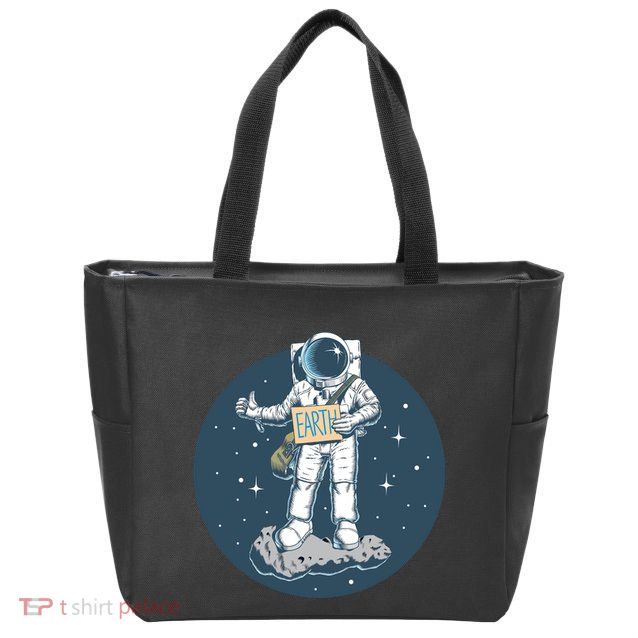 Astronaut Hitchhiking To Earth Zip Tote Bag