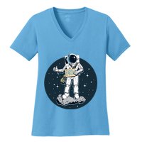 Astronaut Hitchhiking To Earth Women's V-Neck T-Shirt