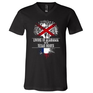 Alabama Home Texas Roots State Tree Flag Love Gift V-Neck T-Shirt