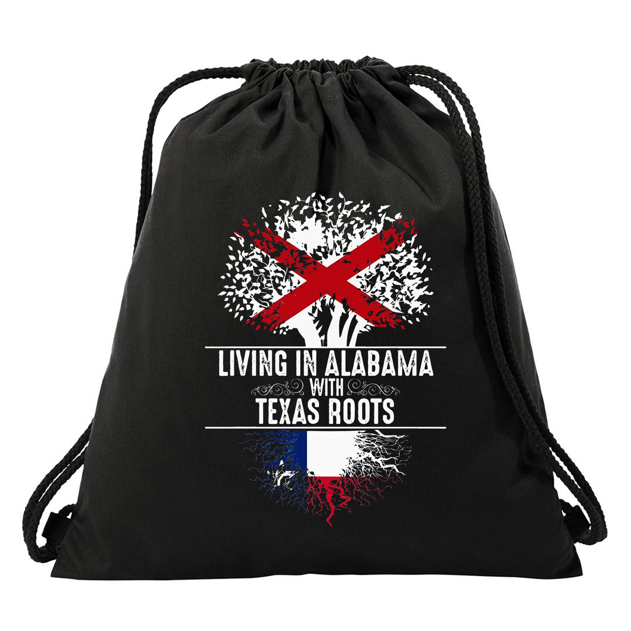 Alabama Home Texas Roots State Tree Flag Love Gift Drawstring Bag