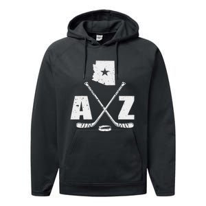 Az Hockey The State Of Arizona Ice Hockey Performance Fleece Hoodie