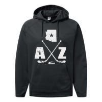 Az Hockey The State Of Arizona Ice Hockey Performance Fleece Hoodie