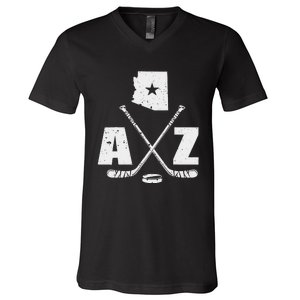 Az Hockey The State Of Arizona Ice Hockey V-Neck T-Shirt