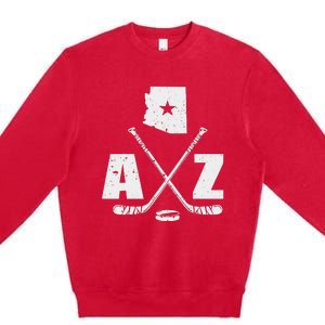 Az Hockey The State Of Arizona Ice Hockey Premium Crewneck Sweatshirt