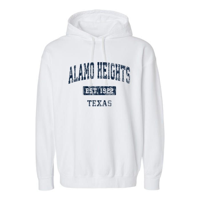 Alamo Heights Texas Tx Vintage Sports Established Gift Garment-Dyed Fleece Hoodie