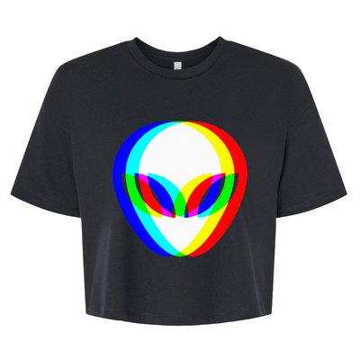 Alien Head Trippy Vaporwave Techno Rave Edm Bella+Canvas Jersey Crop Tee