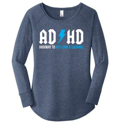 Adhd Highway To Hey Look A Squirrel Funny Adhd Funny Gift Women's Perfect Tri Tunic Long Sleeve Shirt