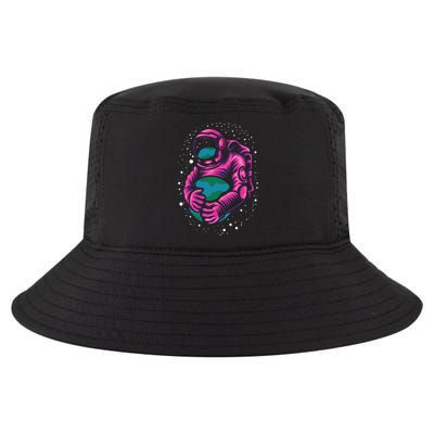 Astronaut Holding The Earth Close Cool Comfort Performance Bucket Hat