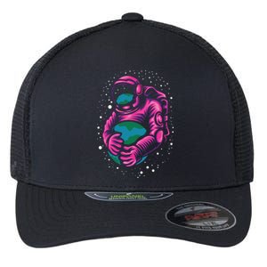 Astronaut Holding The Earth Close Flexfit Unipanel Trucker Cap