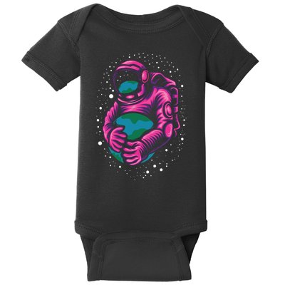 Astronaut Holding The Earth Close Baby Bodysuit