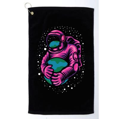 Astronaut Holding The Earth Close Golf Towel