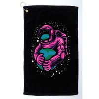 Astronaut Holding The Earth Close Golf Towel